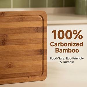 Ensemble de planches à découper en bambou rectangulaires avec rainure pour les jus, poignées latérales pour la viande, le fromage, les fruits, la cuisine - Product Image 2