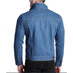 Denim Jacket for Men Light <b>Blue</b> Vintage Winter Style Custom Street Wear High Quality Outerwear Stand Collar <b>Canvas</b> - Product Image 2