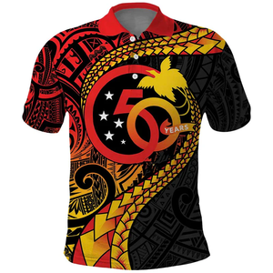 Camiseta Polo Tribal Polinesia Personalizada para Hombre, Impresión por Sublimación, Gráfico del 50 Aniversario de Papúa Nueva Guinea (PNG), Camisetas Polo de Golf - Product Image 6
