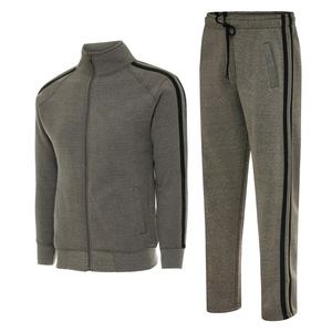 Vêtements de sport en gros, ensembles de jogging deux pièces en molleton technique, personnalisés, pour hommes, unis, rayés, avec fermeture éclair. - Product Image 4