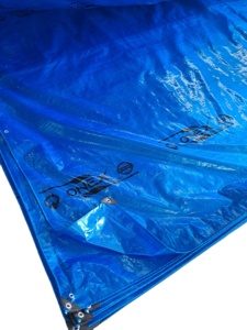 Super Strong Customizable Size Blue PE Tarpaulin Long Lasting UV Treated High GSM <b>Waterproof</b> Plain Style Mesh <b>Fabric</b> Made India - Product Image 4