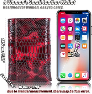 Cartera Corta de Cuero Genuino para Mujer, Diseño Vintage, Color Rojo Serpentina, Impermeable, con Ranuras para Tarjetas de Crédito - Product Image 3