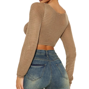 Cardigan oversize tendance pour femme en maille à col en V, style streetwear, épais, à nouer, pour l'été et la plage, marque privée, sweats OEM - Product Image 3