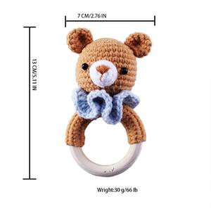 Sonajeros de Madera de Algodón para Bebé Hechos a Mano, Pulsera de Animales de Dibujos Animados, Campana de Mano, Muñeco Relajante, Juguetes Promocionales - Product Image 3