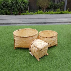 Cesta de bambú natural para manualidades, cesta de bambú de la mejor calidad con patrón de caro para almacenamiento, organización y decoración del hogar, hecha en Vietnam - Product Image 2
