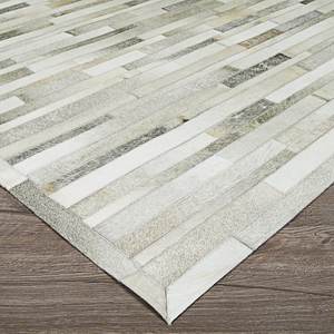 Durable Cotton Cowhide Leather <b>Rug</b> Traditional Handmade Floor Piece with Striped Pattern Pet Friendly Non-Slip - Product Image 5