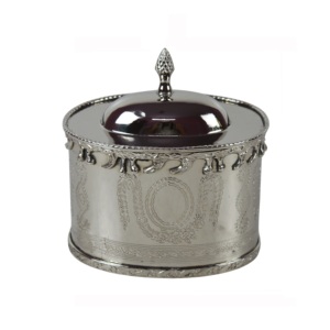 Boîte à thé ronde en argent antique, décorée de scènes pastorales, en argent sterling Hester, conteneur de rangement, best-seller - Product Image 1