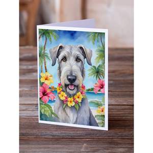 Whimsical Irish Wolfhound Luau Tarjetas de felicitación Paquete de 8 A7 Tamaño 5x7 Tarjetas de notas en blanco con sobres - Product Image 2