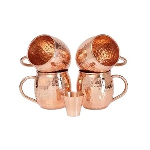 Moscow Mule Beer <b>Mugs</b> <b>Set</b> Eco-Friendly Reusable Leakproof Durable Copper Handgrip 20oz Vacuum Insulated Gift for Parties Events - Product Image 1