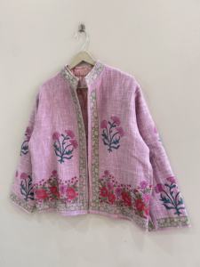 Chaqueta de algodón TNT hecha a mano con estampado de bloques para mujer, regalo para ella - Product Image 3