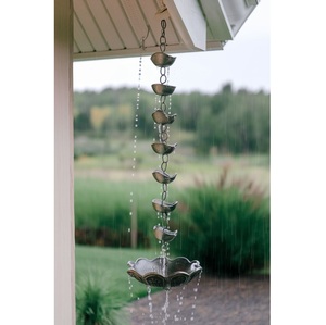 Nouvelle Arrivée Chaîne de Pluie Métallique avec Motif Fleur de Lys Décoration Extérieure pour Gouttière de Maison et Jardin - Product Image 6