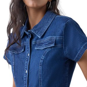 Camisa Casual de Mezclilla para Mujer, con Botones, Lavada, Cómoda, Personalizable, de Algodón, al por Mayor - Product Image 4