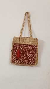 Bolso Tote de Yute Estilo Bohemio con Patrón de Letras, Cierre de Cremallera Cruzada, Bolso de Hombro Casual para Mujer, Ecológico para Viajes - Product Image 6