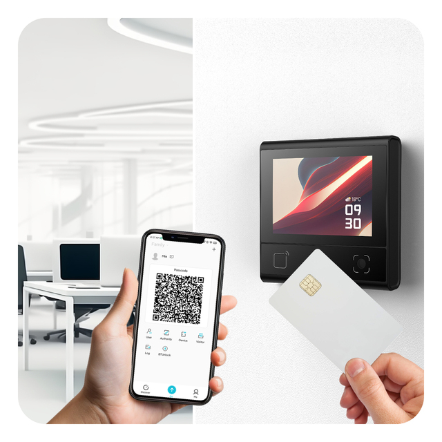 Feocey FC6820 Office Building System IPS Touch Screen 13.56MHz Barcode NFC RFID QR Card Supports ID Code Password for Bluetooth
