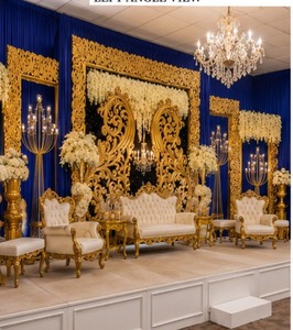 Magnífico Decorativo para Escenario de Walima, Estructura Dorada de Lujo, Conjunto de Sofás Blancos y Dorados para Bodas, Muebles con Estructura Metálica para Eventos - Product Image 3