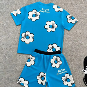 Factory Wholesale Custom Men's Summer Casual Shirt Shorts <b>Set</b> with Embroidery Logo Printing 100% Cotton Quick Dry OEM Service - Product Image 1