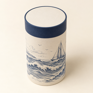 Boîte en tube de papier rond avec illustration océanique personnalisée pour l'emballage de flacons cosmétiques - Product Image 3