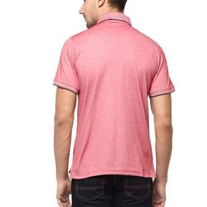 Polo à manches courtes rose pour homme, couleur unie, décontracté, en coton tricoté respirant, boutonné devant, coupe classique - Product Image 3