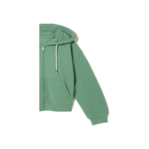 เสื้อฮู้ดดี้ผู้หญิงสำหรับฤดูหนาว ผ้าฝ้ายฟลีซ 100% น้ำหนัก 360 กรัม เป็นมิตรกับสิ่งแวดล้อม ระบายอากาศได้ดี กันลม ปักลาย ตกแต่งไหล่ตก ทรงโอเวอร์ไซส์ สีพื้น - Product Image 5