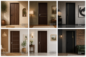 Portes intérieures en WPC de style fusion classique et moderne, design personnalisable avec des caractéristiques imperméables et insonorisantes - Product Image 2