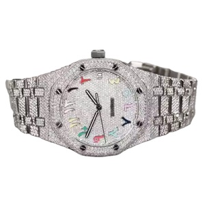 41 MM Alliage Moissanite Diamant Montre Numérique Étanche Arc-en-ciel Arabe pour Quartz Classique Luxe Affaires Mode Unisexe - Product Image 1