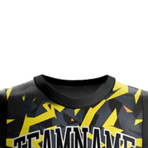 Ensemble d'uniformes de basketball personnalisés par sublimation – Maillot jaune et noir uni sans manches, short respirant en maille à taille élastique pour adulte - Product Image 4