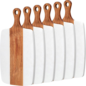 Planche à découper en bois d'acacia de haute qualité, planche à découper en marbre et en bois avec poignée - Product Image 6