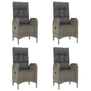 Conjunto de Comedor de Jardín Moderno de Ratán para 4 Personas, Muebles de Exterior Resistentes a la Intemperie, Mesa y Sillas de Mimbre, Diseño Contemporáneo, Gris - Product Image 6