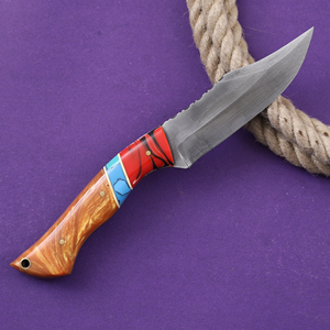 Cuchillo Bowie Hecho a Mano con Borde Biselado, Acero 1095, Espiga Completa, Mango de Resina, Funda de Cuero, para Caza, Camping, Personalizado, OEM, Táctico - Product Image 3