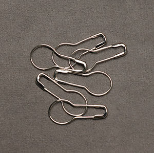 Reusable Braided Steel Nickel Plated Stitch Marker Safety Pin with Pear Shape - Product Image 3