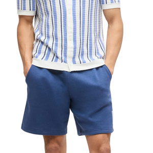 Custom <b>Mens</b> Blue Fleece <b>Shorts</b> Elastic Waist Drawstring Side Pocket Plain Daily Gym <b>Lounge</b> Wear OEM Private Label Bulk Wholesale - Product Image 1