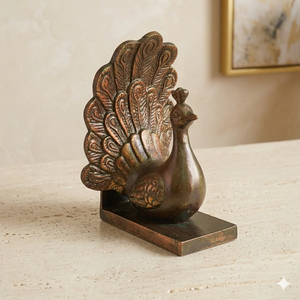 Porte-livres décoratifs en métal de style paon de luxe, paire de supports de livres vintage et robustes pour la maison, le bureau et la bibliothèque - Product Image 5
