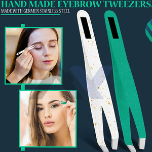 Pinzas para Extensión de Pestañas con Punta de Fibra, Agarre Fuerte, Delgadas, Color Blanco/Verde, Logotipo Personalizado, Marca Privada, Juego de 2 Piezas - Product Image 4