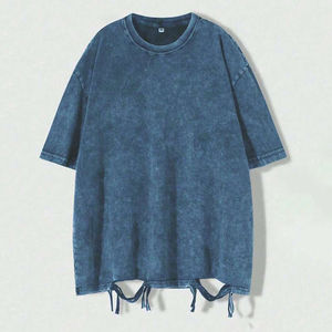 Conjunto de Camiseta y Sudadera Oversize con Estampado Acid Wash, Estilo Urbano Vintage, Algodón Pesado, Lavado Desgastado - Product Image 4