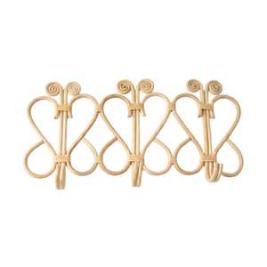 Best Choice Rattan Butterfly Wall <b>Hook</b> Kids Furniture Kids Room Handwoven Wicker Butterfly Shape Triple Garment Hanger Wholesale - Product Image 1