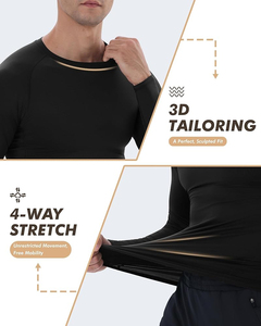 Haut de compression à manches longues haute performance |   Vêtements de sport de base pour athlètes |   Fournisseur d'usine OEM ODM |   UPF50+ Anti-bactérien - Product Image 3