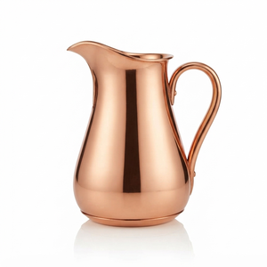 Carafe artisanale bicolore en laiton et cuivre, style vintage, avec col en laiton et corps en cuivre, pour la présentation de boissons, vaisselle décorative - Product Image 1