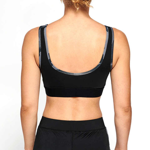 Soutien-gorge de sport sans coutures pour femme, dos nageur, maintien léger, pour entraînement, yoga, course à pied, en Spandex/Nylon, couleur unie, col rond boutonné - Product Image 2