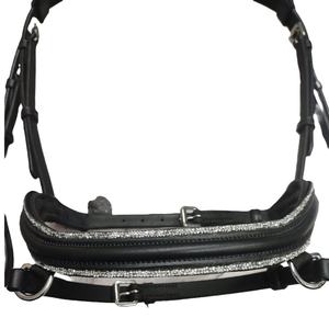 RUB INTERNATIONAL Brida de cuero liso para carreras de caballos, halter ecuestre con tira blanca impresa, superventas - Product Image 1