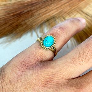 <b>Turquoise</b> Brass <b>Ring</b> 18k Gold plated <b>Ring</b> Antique Bedded Boho <b>Ring</b> Wholesale <b>Ring</b> For Women - Product Image 4