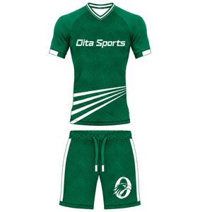 ชุดเสื้อฟุตบอลสีเขียวพร้อมกางเกงขาสั้น ชุดทีมกีฬา ชุดฝึกซ้อม เสื้อแขนสั้น ชุดกีฬา ชุดออกกำลังกาย - Product Image 1