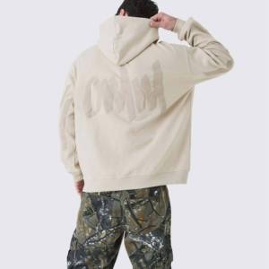 Sweat à capuche double couche personnalisé pour homme, motif gothique, imprimé au dos, polaire hiver, streetwear, OEM ODM - Product Image 4