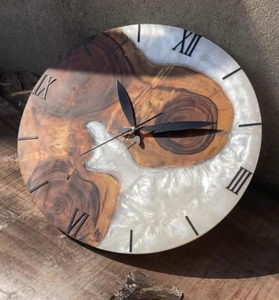 Glossy Finished Luxury Wooden & Epoxy Resin <b>Wall</b> <b>Clock</b> For Gifting & Homedecor Handmade <b>Modern</b> Time Piece For Restaurant Hotel - Product Image 3