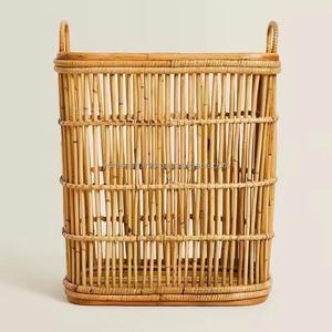 Natural rattan <b>basket</b> with handle for indoor storage Rattan storage <b>basket</b> from Vietnam - Product Image 1