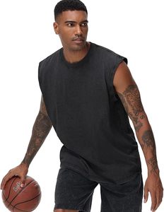 Camisetas sin mangas para hombre, personalizadas con logotipo, transpirables, bordadas, de corte ajustado, 100% algodón, de secado rápido, para entrenamiento. - Product Image 3