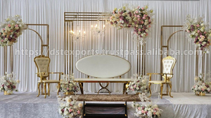South Asian Wedding Stage Decor Metal Arches Moroccan Wedding Stage Metal <b>Frames</b> Golden Metal Panels For Wedding Stage Decor USA - Product Image 3