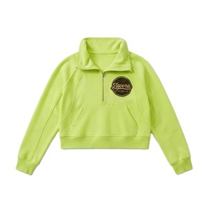 Sudaderas Cortas con Cierre de Cremallera Verde Fluorescente Personalizadas para Mujer, Ropa Deportiva de Manga Larga, Sudadera Atlética para Gimnasio y Entrenamiento - Product Image 2