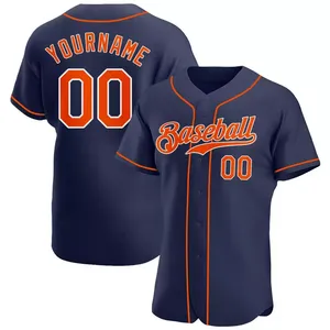 Maillot de baseball bleu personnalisé avec nom et numéro d'équipe, imprimé à l'écran, unisexe, adulte, manches courtes, polyester, vêtements de baseball - Product Image 3