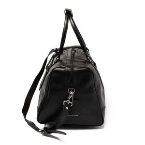 Luxury Genuine Leather Travel Duffel Bag Solid Black Durability Feature - Product Image 2