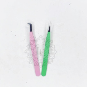 Wholesale Stainless Steel <b>Pink</b> Green <b>Powder</b> Coating Isolation Volume Tweezers Private Label Custom Logo Durable Eyelash - Product Image 4